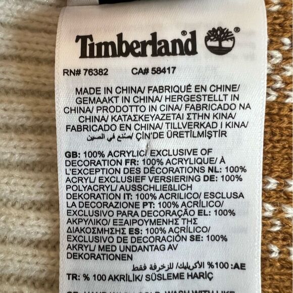 Timberland Buffalo Plaid Knit Scarf Tan Cream NWT - Picture 7 of 8